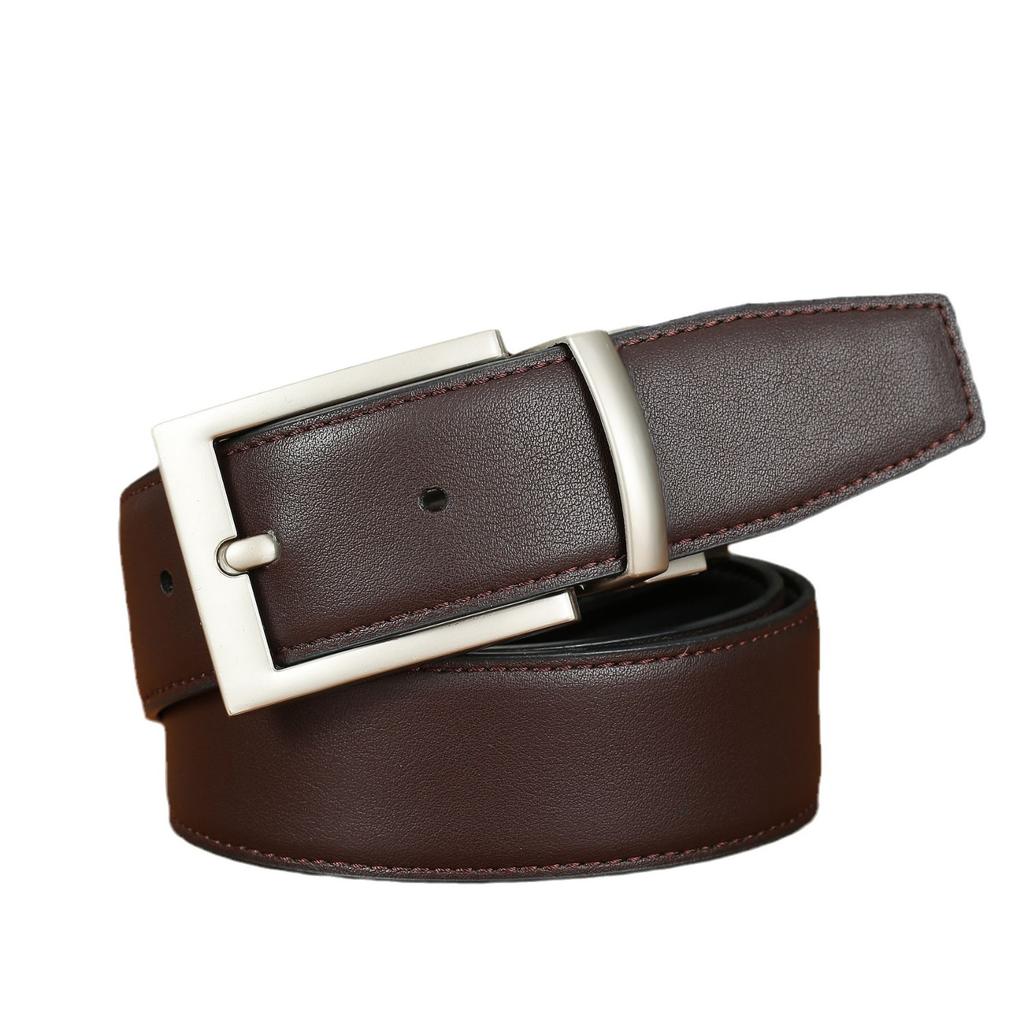 Men'S Belt Pu Rotary Buckle Double-Sided Belt Premium Belt Children'S Pin Buckle Casual Pants With Trend