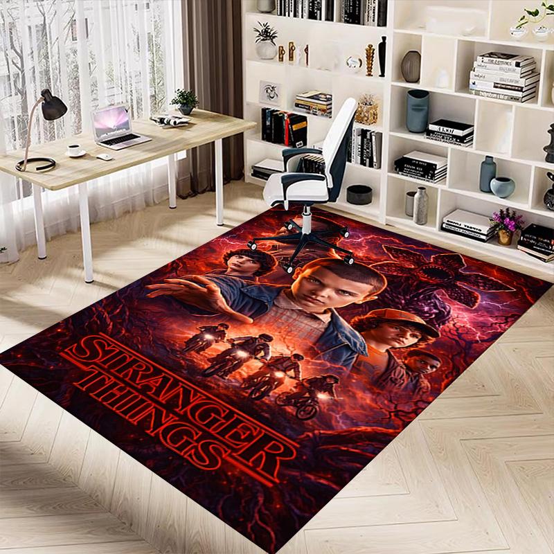 1pc Stranger Things Fiery Adventure Carpet for Playroom Bedroom Living Room Sofa Home Decor,kids Game Area Rug Non-slip Floor Mat Y72981