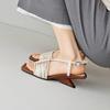 New Summer Women Sandals Square Toe Strange Heel Shoes Split Leather Shoes for Women Narrow Band Handmade Shoes Modern Sandals