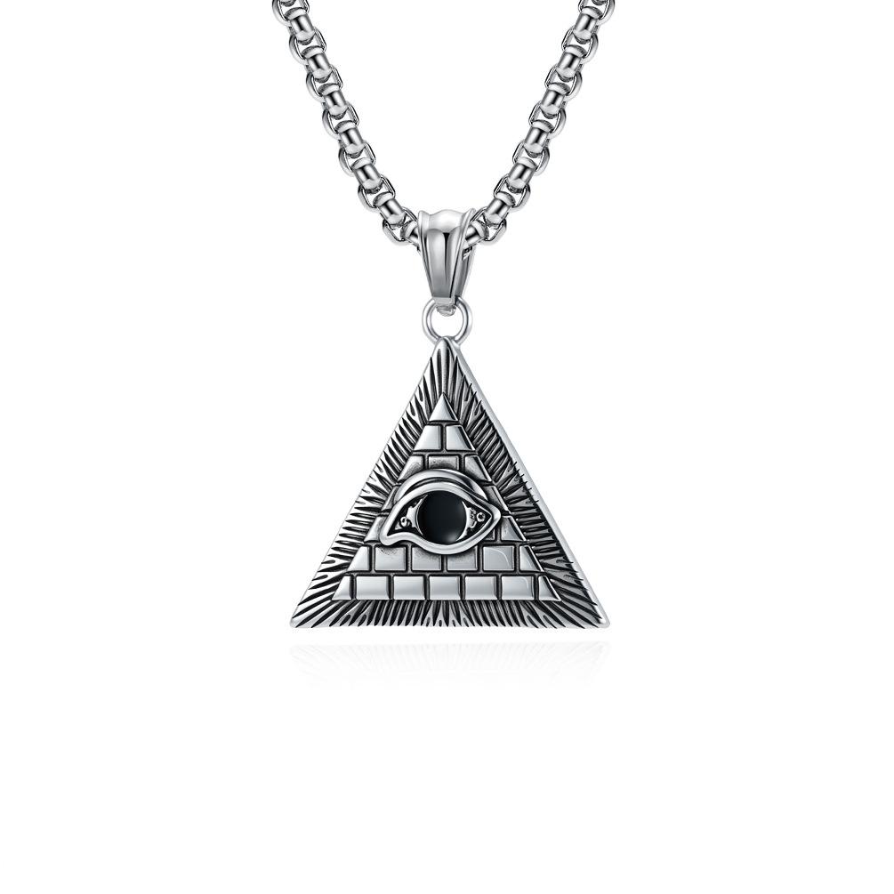 Antico Egitto Triangolo Piramide Occhio di Horus Acciaio al Titanio Collana Nicchia Personalità Usura Letteraria Protezione del Corpo Ciondolo