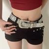 Y2k Style Unique Wide Waist Belt With Dazzling Rhinestones For Outfits Trendy