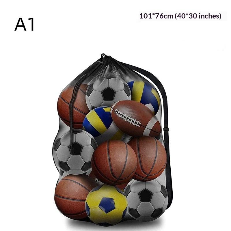 1Pcs Extra Large Mesh Drawstring Soccer Basketball Volleyball Storage Net Bag With Zipper Pocket Gym Bag