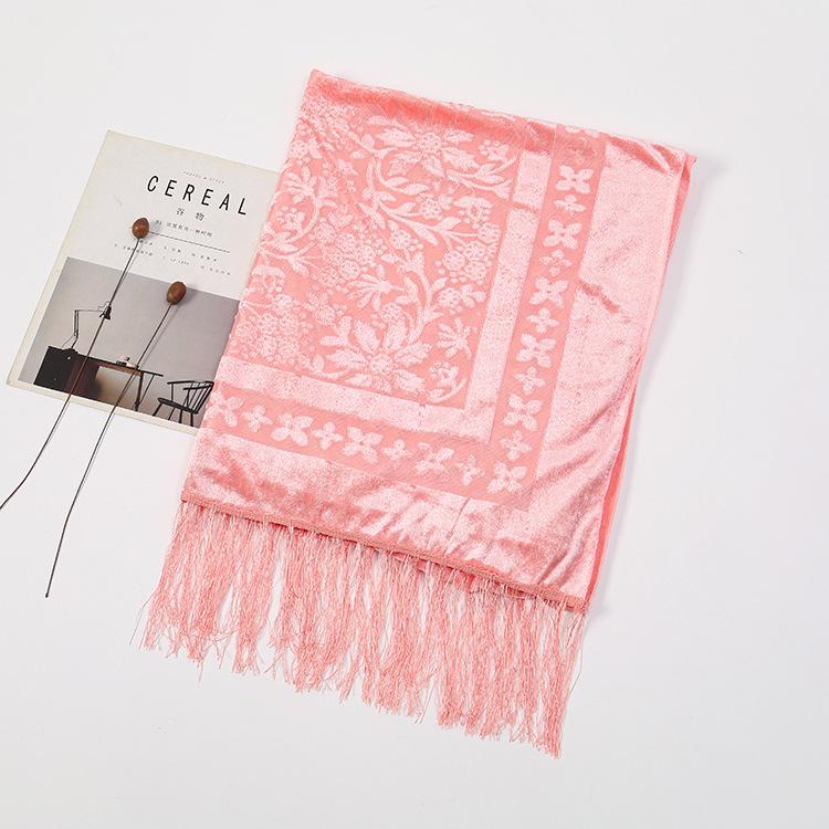 190*70cm Women's Velvet Vintage Floral Rose Shawl Wrap,Sheer Mesh Lace Scarf with Tassels, Evening Shawl for Party