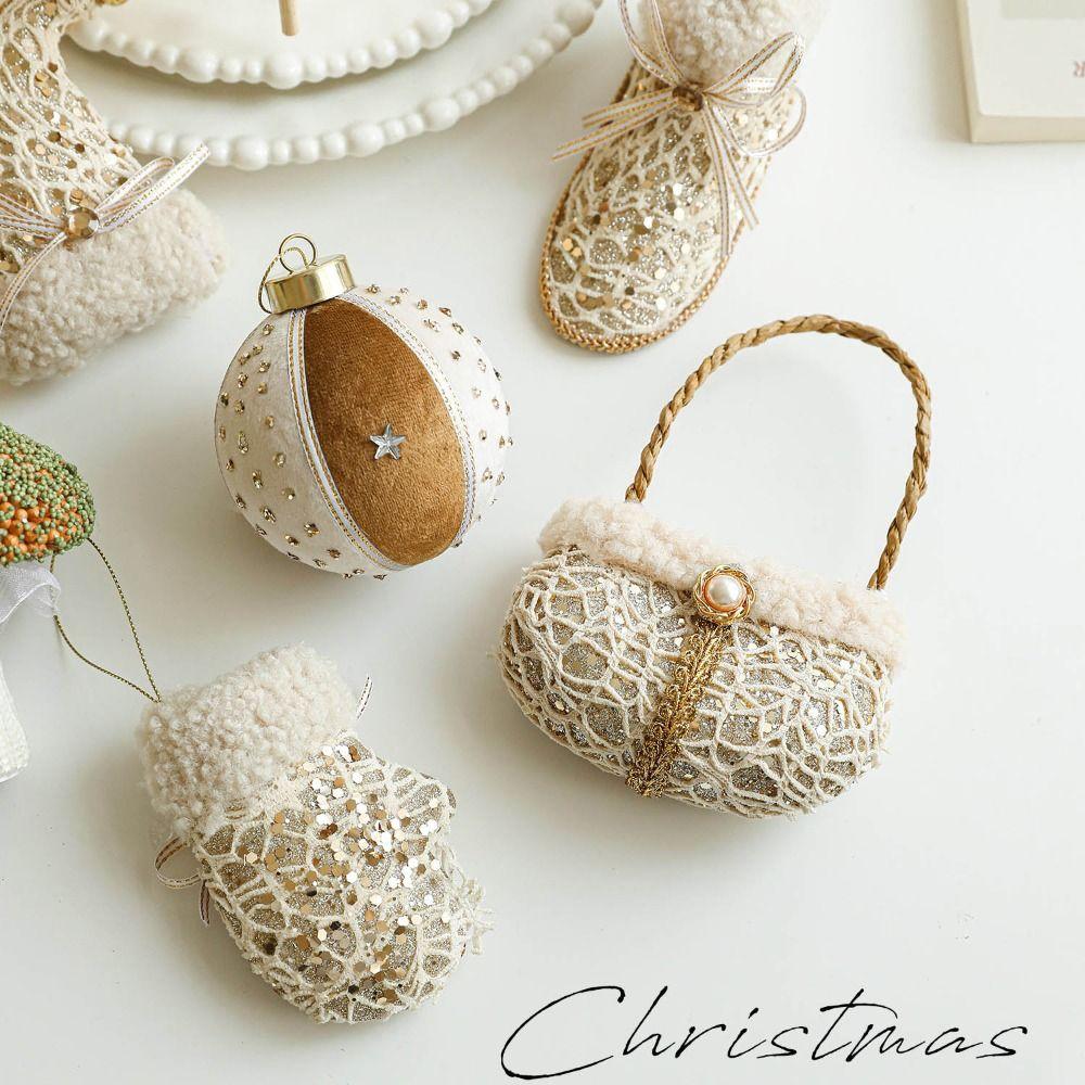 Champagne Christmas Hanging Decoration Foam Wrap Cloth Xmas Ball Ornament Alien Christmas Tree Christmas Tree Ornament