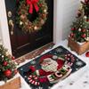 1pc Fluffy Christmas Deer Microfiber Bath Mat - Quick-Dry & Absorbent, Festive Holiday Design with Red Berries & Green Leaves