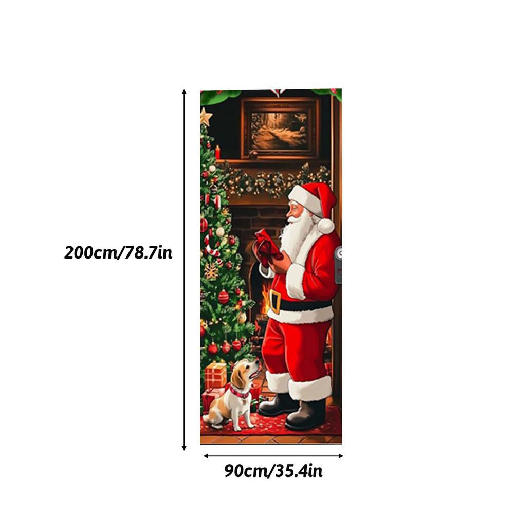 Christmas Door Cover Santa Claus Christmas Party Home Indoor And Outdoor Door Frame Porch Decoration