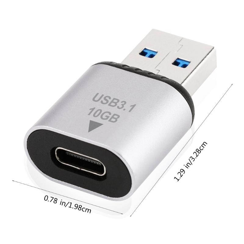 Mini adapter USB 3.1 do typu C, męski i żeński, złącze do szybkiego przesyłania danych i ładowania typu C, 10 Gb/s