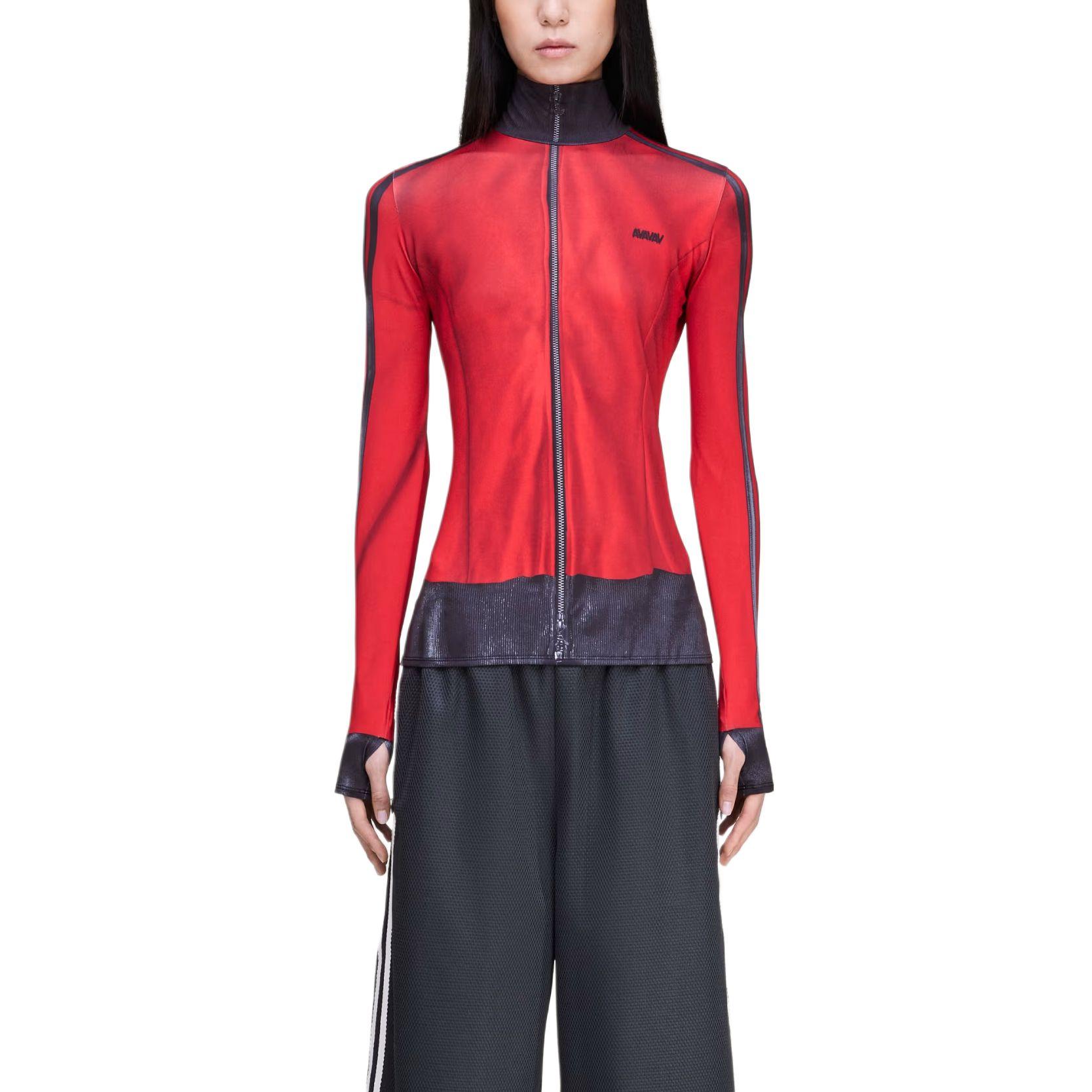 

Adidas Originals X Avavav Смугаста куртка на блискавці Слімі Жіноча куртка Яскраво-червона Чорна KF1137 M