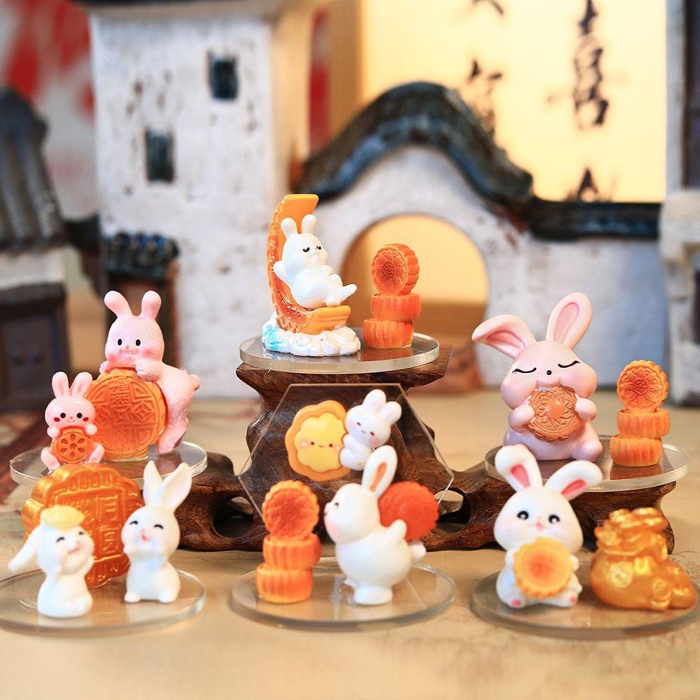 Creative Rabbit Mooncake Figurines Exquisite Micro Landscape Decoration  Easter