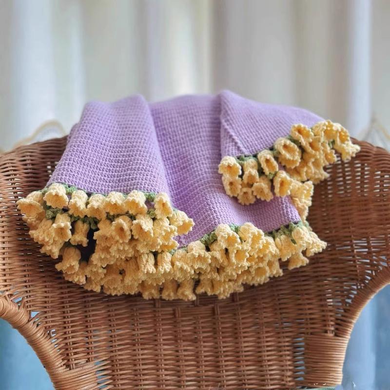 Zestaw do samodzielnego wykonania ręcznie dzierganego koca bukietu róż - Włóczka i narzędzia w zestawie na prezent koc w kwiaty