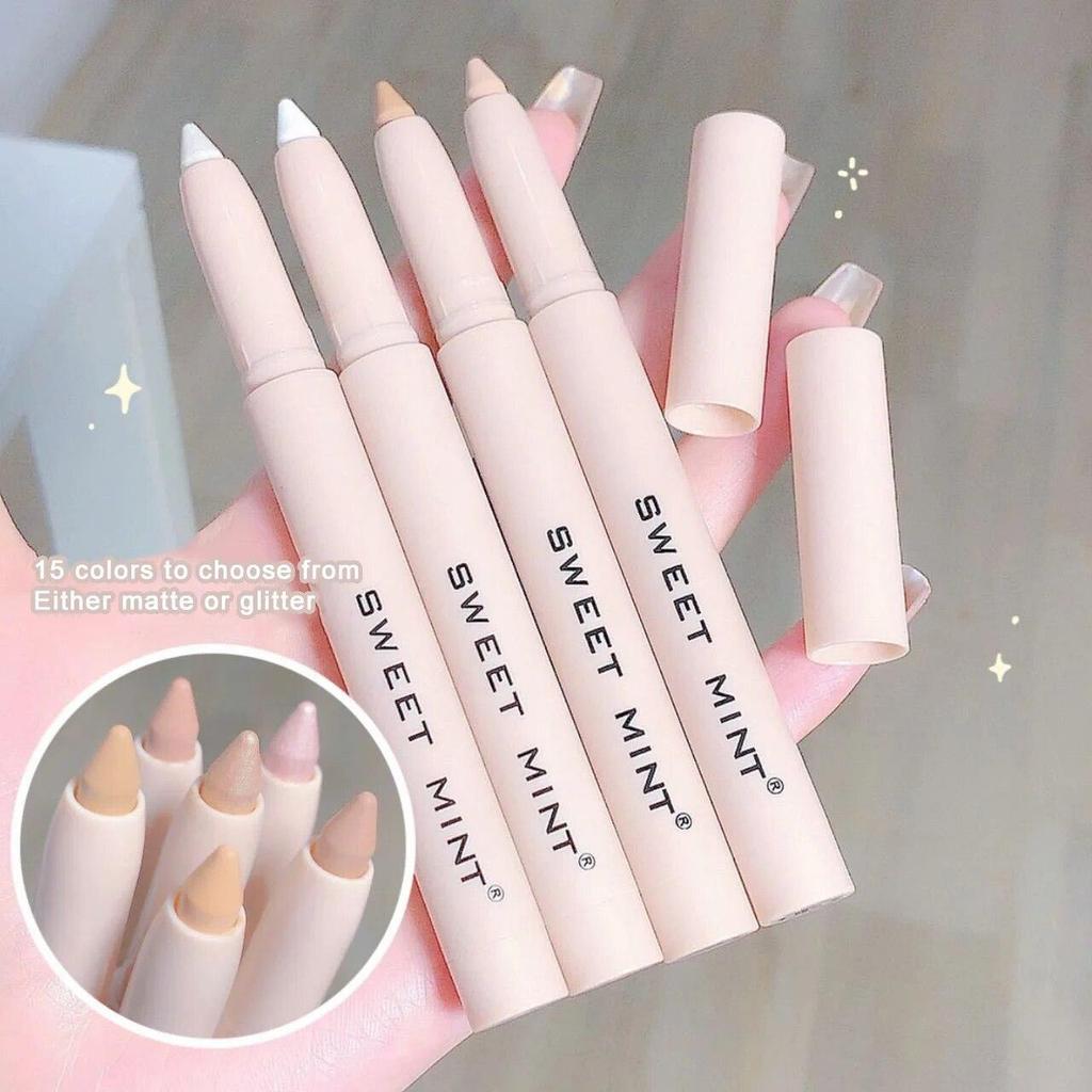 Lidschatten Liegender Seidenraupen-Highlighter-Stift Koreanisches Augen-Make-up Mattweiße Perle Hochglänzender aufhellender Glitzer-Lidschattenstift