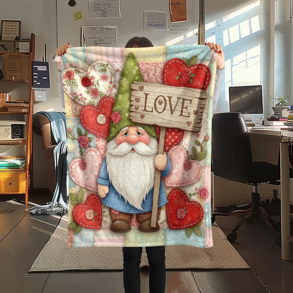 1 ks Flanelová deka s potiskem na Valentýna, Vysoce kvalitní, Pohodlná pro všechna roční období, Domácí dekorace, Perfektní jako dárek k Vánocům nebo narozeninám