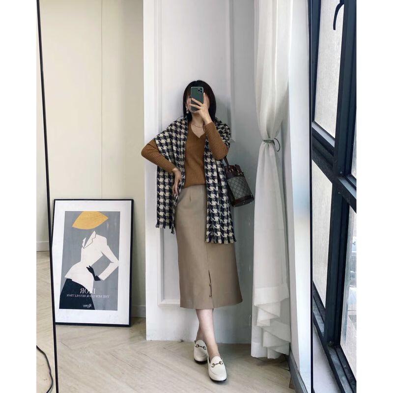 NINA SOLOR Cashmere Houndstooth Scarf Shawl