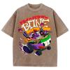 T-shirt with Skull Animal Print In Bowl Noodles Men's and Women's water-Wash Retro  T-shirt Casual Loose Top T Shirt