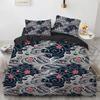 Wave Duvet Cover Set Hokusai Pattern Japanese Ukiyoe Quilt Cover Oriental Sketch Style Ocean Queen Twin Polyester Bedding Set