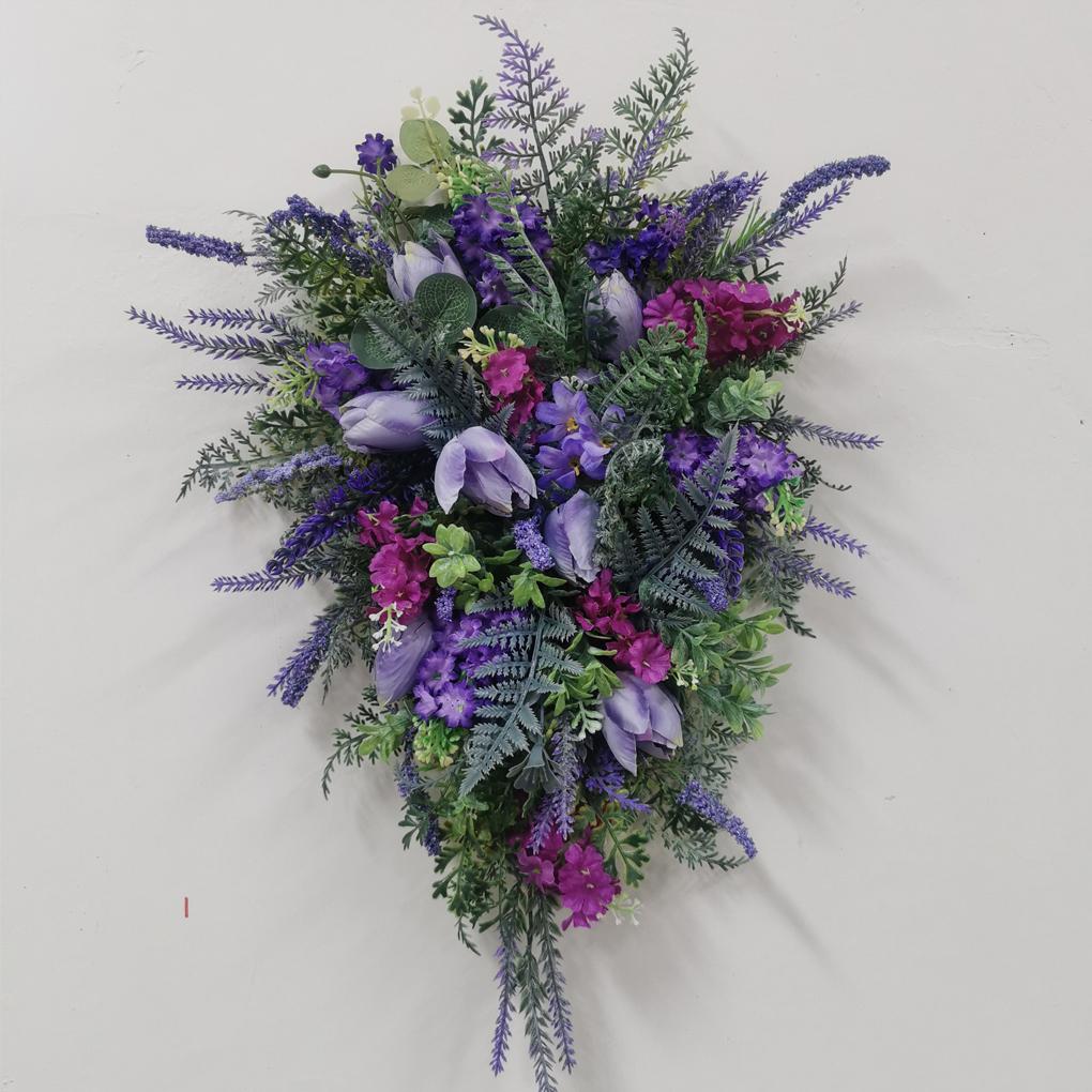 Lavender Tulips Teardrop Wreath Rustic Front Door Swag For Spring Spring Wreaths For Front Door