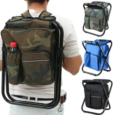 2 In 1 Folding Fishing Chair Bag Fishing Backpack Chairs Stool Convenient Wear-resistantv for Outdoor Hunting Climbing Equipment