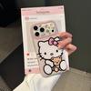Ins Fine Hole Imd Hug Bear KT Cute Phone Case for iPhone 14/15 Pro/16/17 Pro Max