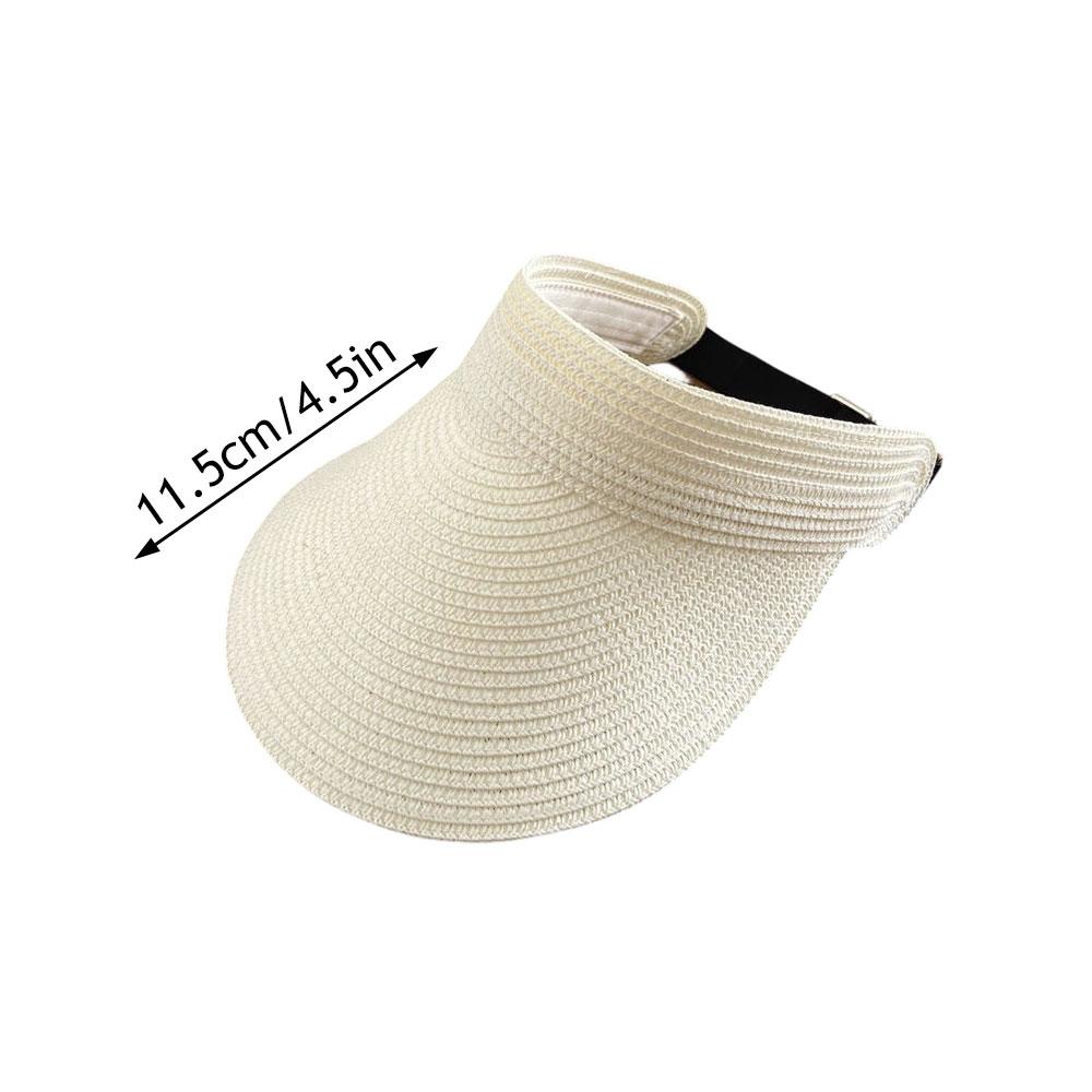 1Pc Fashion Straw Sun Visors For Women Foldable Wide Brim Hats Summer Beach Visor Hat Outdoor Travel Sun Hat With Large Eaves