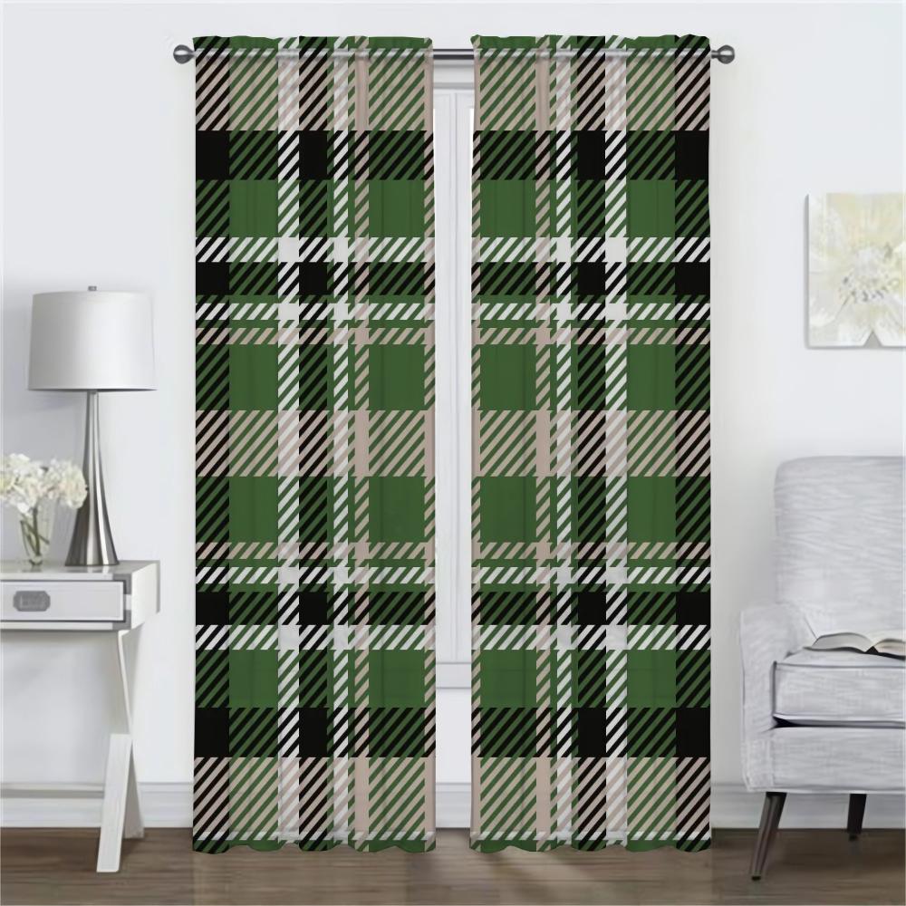 Pasy Kratka Nowoczesne Zasłony do Salonu na Okno do Kamery Dekoracja Halloween Odcienie Tiul na Przedział Sypialni