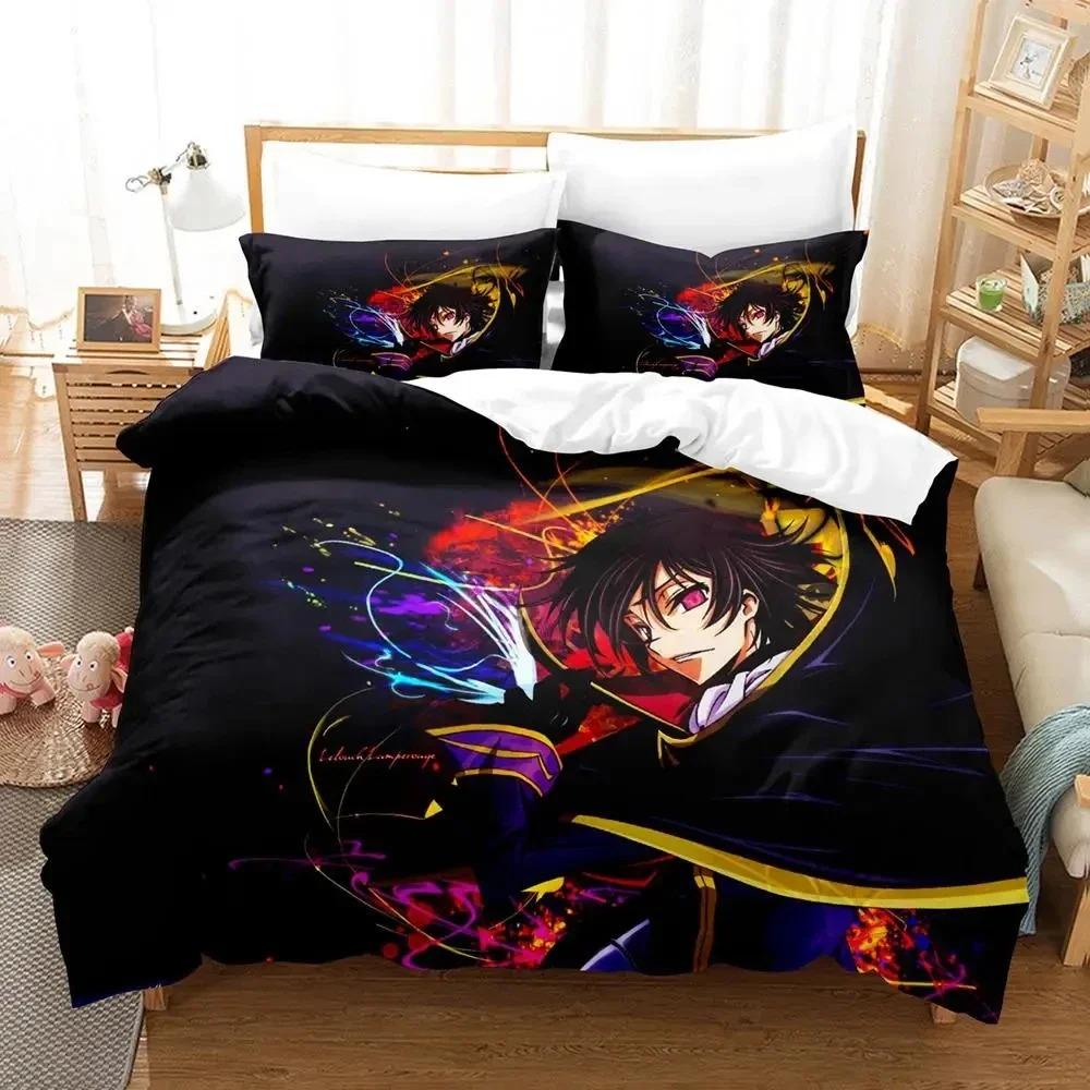 Anime CODE GEASS Lelouch Bettwäsche-Set Bettbezug Bett-Set Steppdeckenbezug Kissenbezug Steppdecke King Queen Size Jungen Erwachsene Bettwäsche-Set