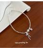 Cui Yan S925 Sterling Silver Korean Bow Bracelet with Pearl Flakes - Elegant and Sweet Design for Women