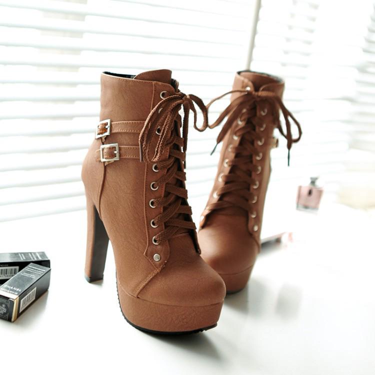 

Зимние супер высокие каблуки ботинки Мартин больших размеров 40-48 39 коричневый