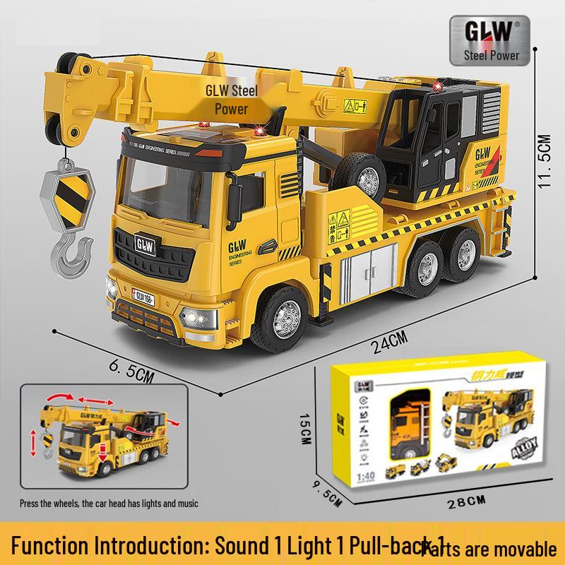 Free Shipping Children's Alloy Excavator & Crane Toy Set