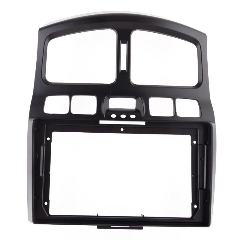 9" Black Plastic Car Stereo Radio Fascia Frame Panel Dashboard Trim Kit Fit for Hyundai Santa Fe 2000- 2006