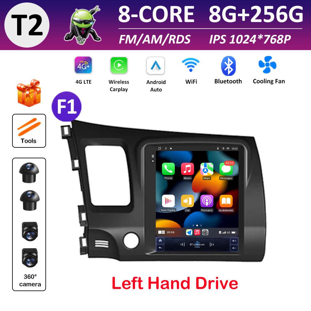 Car Multimedia Video Radio Player WIFI for Honda Civic 2005 2006 2007 2008 - 2012 Android OS Wireless Carplay GPS Navigation 4G