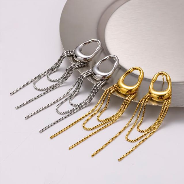 Tassel Chain Stainless Steel Earrings with a Female Niche Design, Earrings and Accessories That Do Not Fade