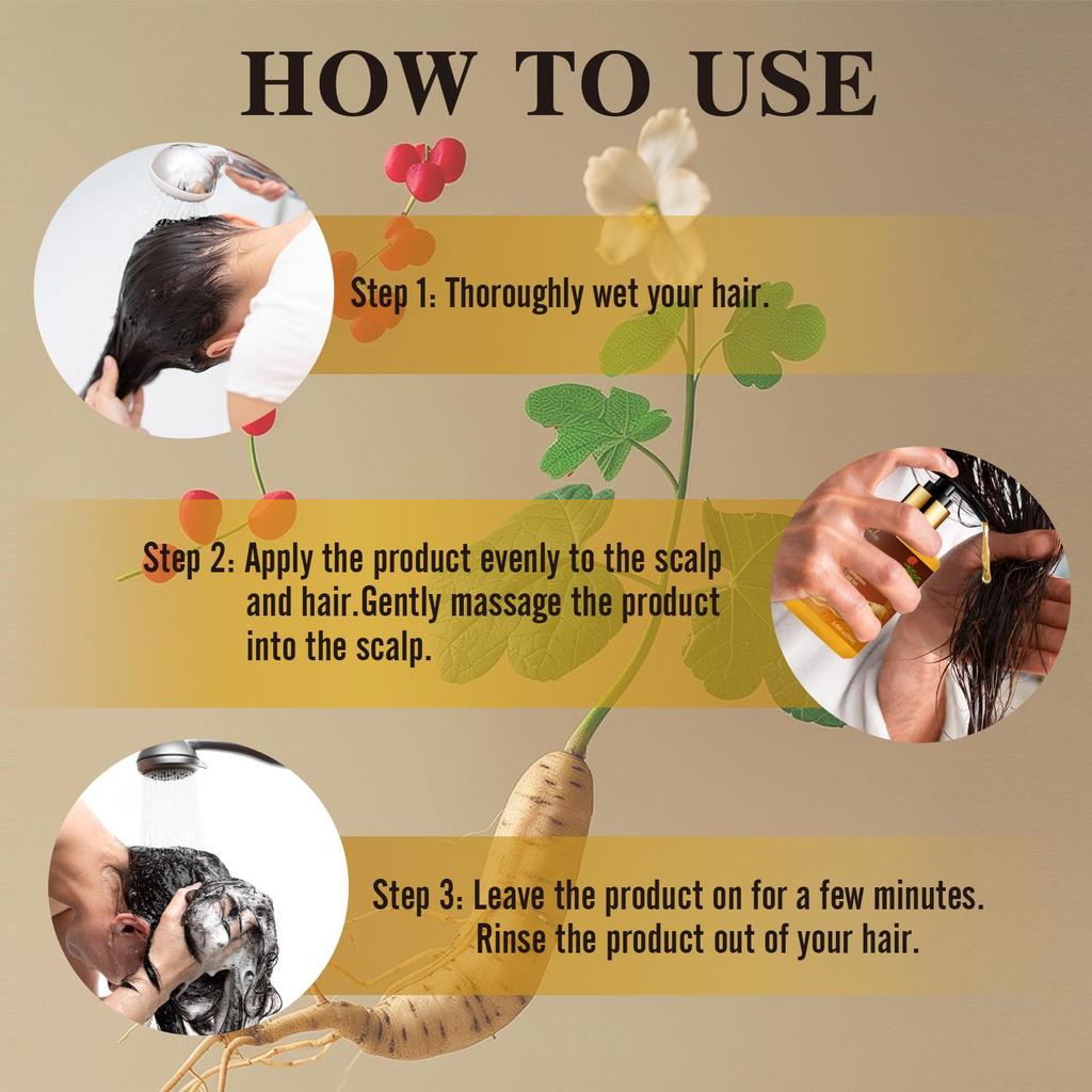 Ginseng Blossom Hair Shampoo-Moisturizes and Strengthens the Scalp, Roots, and hair-Suitable for All Hair Types, 250ml