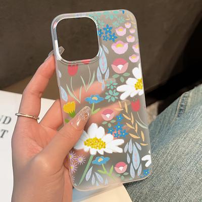 Weiche TPU Matte Blumen-Telefonhülle für iPhone 13 Funda iPhone 11 14 15 Pro Max 14 Plus 12 Mini 13pro 13promax Transparente Abdeckungen