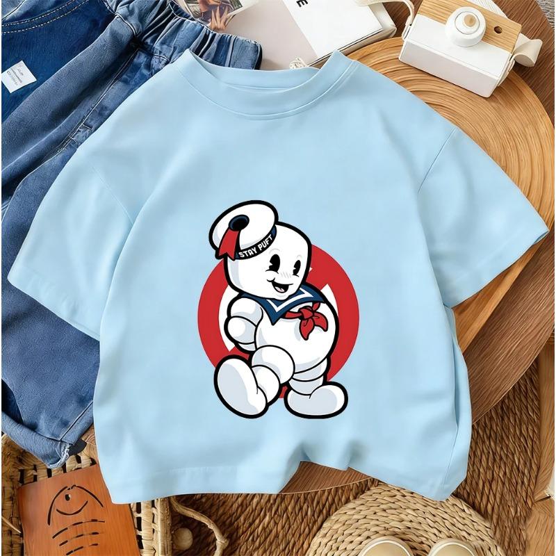 2026 Summer Boys and Girls T-Shirt Ghostbusters Cartoon Casual Street Fashion