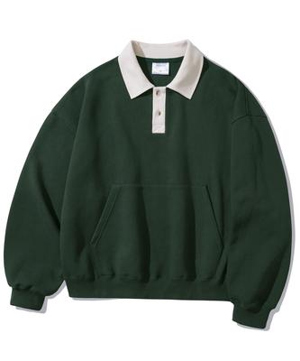 PERSTEP Nomad Two-Tone Collared Sweatshirt Green Hymt4526