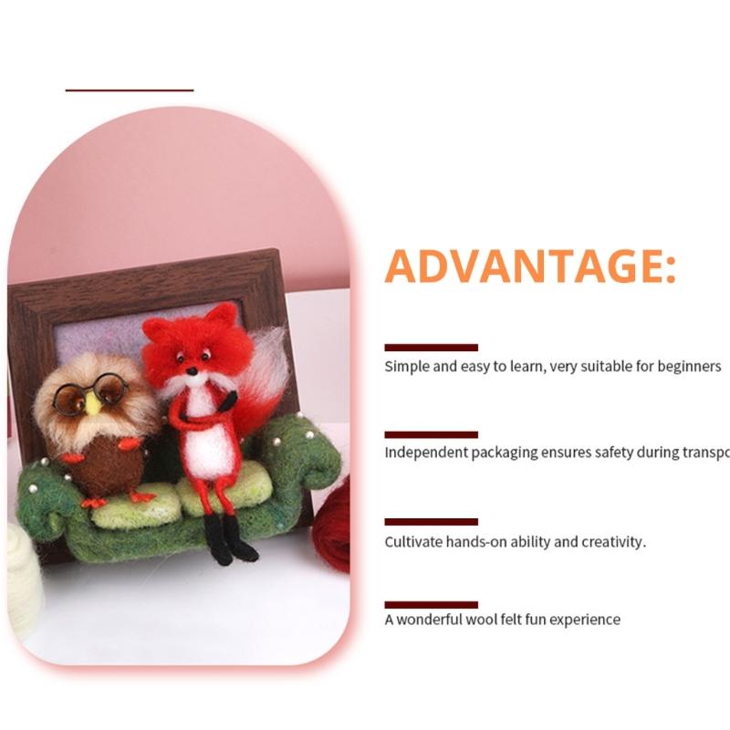 Lovely Animal Frame Needle Felting Starter Kits Needle Felting Kits Felting Needle Set Needle Felt Pad for Craft