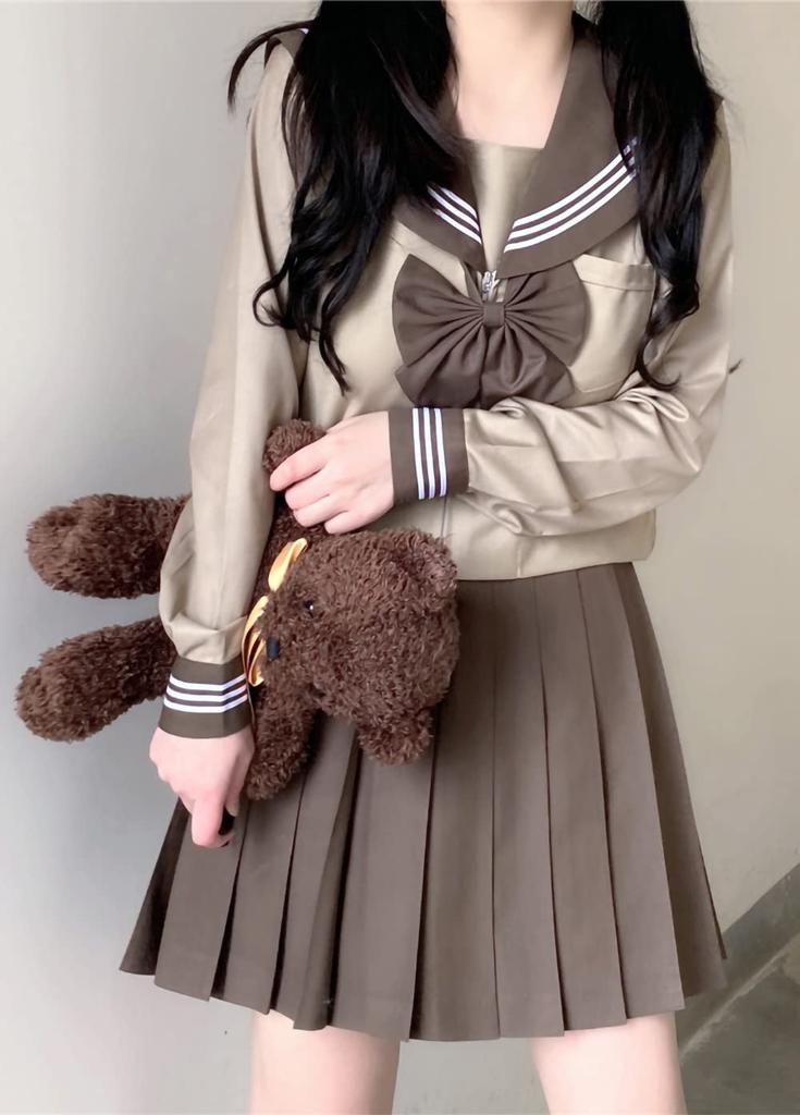 Cat Sailor Long or Short Popular Summer School Front Pleated High School Cute Includes Socks Sizes C and [CAWILXHA] [Maruko's Willow] Uniform, Sleeve,