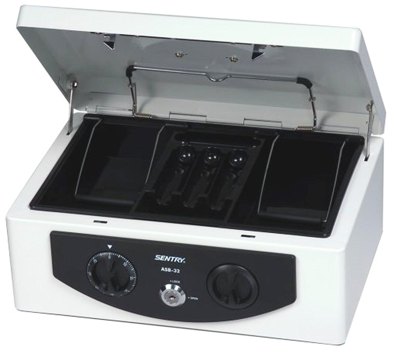 

SENTRY Портативный Маленький Ящик для Хранения Наличности с Циферблатом B5 и Ключом Монетница Светло-Серый ASB-32 Сейф, Ящик, Ключ, Размер, Замок, Кейс, Открывание в Одно Касание, серый