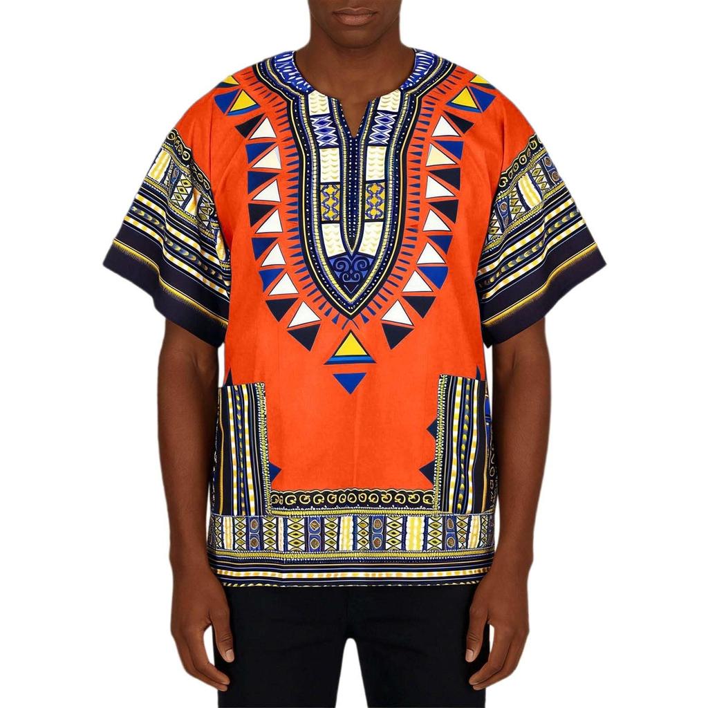 Traditionelles Dashiki-Hemd für Herren Afrikanischer Print Kurzarm Lockerer Schnitt Lässiges Tunika-Oberteil für den täglichen Gebrauch