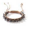 Men's Punk Hip Hop Handmade Woven Alloy Keel Adjustable Size Bracelet Fashion Woven Hand Chain Punk Dark Style Accessory