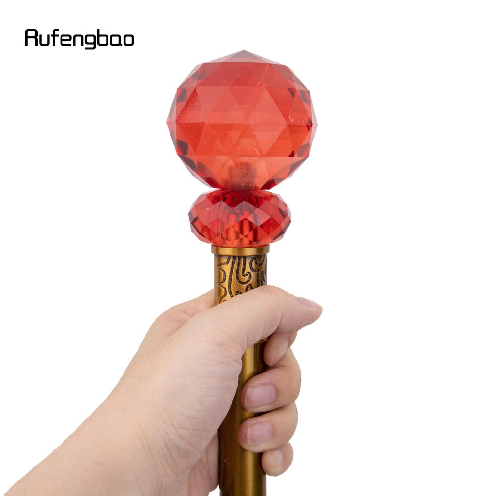 Red Glass Ball Walking Cane Fashion Decorative Luxury Stick Decorative Cane Elegant Fashion Cosplay Alloy Crosier Stick 92cm