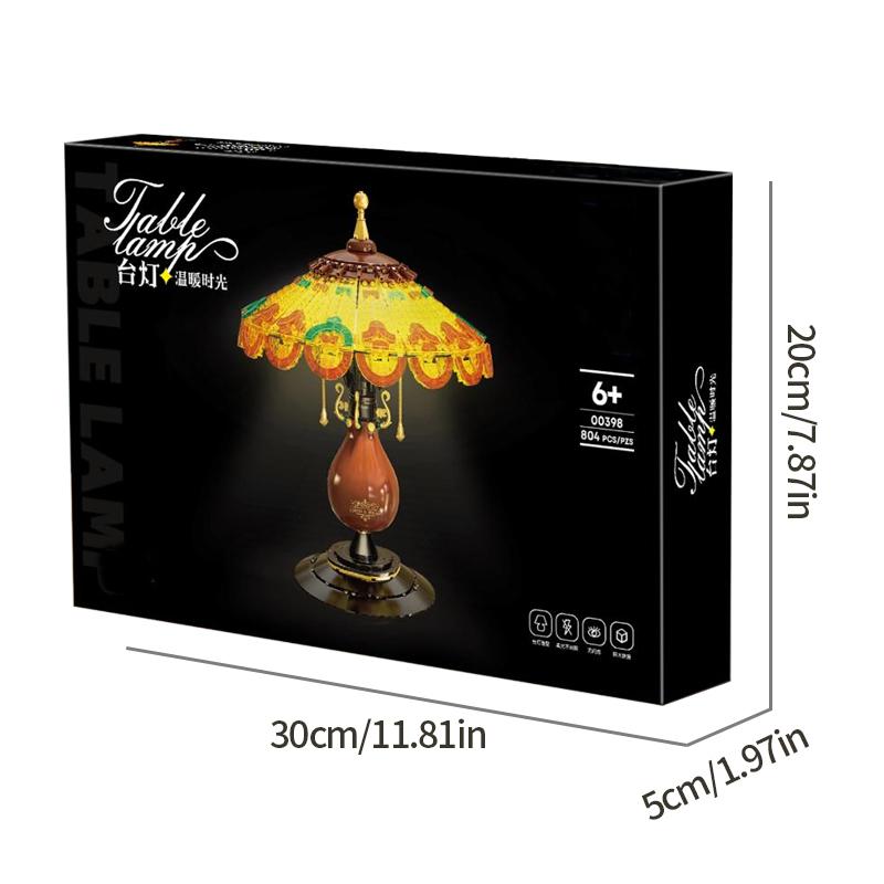 Ungiftiges 804-teiliges Tischlampen Baustein Spielzeug Retro Schreibtischlampe Modellsteine Kreative Schreibtischdekoration Kinder DIY Spielzeug Feiertagsgeschenke