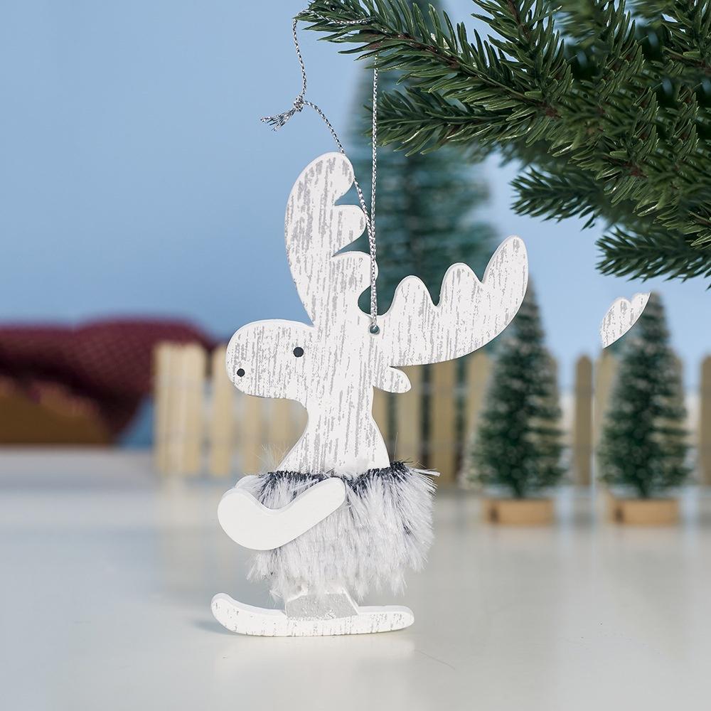 Christmas Plush Wooden Elk Doll Chirtsmas Tree Hanging Decorations for Home Kids Gift Xmas Happy New