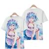 Anime Re Zero Rem 3D Tisk Tričko Ležérní Krátký Rukáv Harajuku Streetwear Unisex Oversized Tričko Kawaii Fanoušci Anime Top
