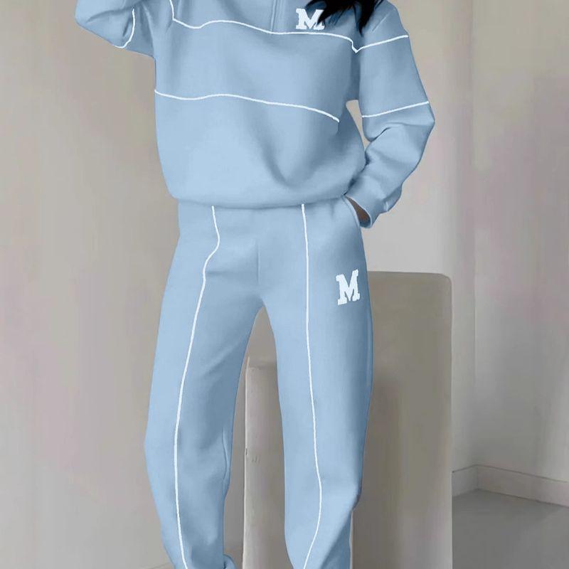 Casual Sports Suit Autumn and Winter New Women's Sweater Letter Print Long sleeve Trousers Blazer Set