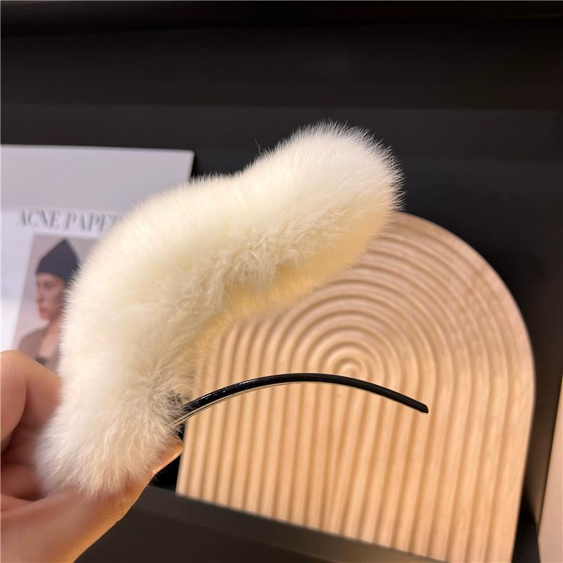 Real Rex Rabbit Hair Large Hairpin Back Head Temperament Clip Internet Celebrity New Cute Plush Headgear Hair Grab Hair Accessories