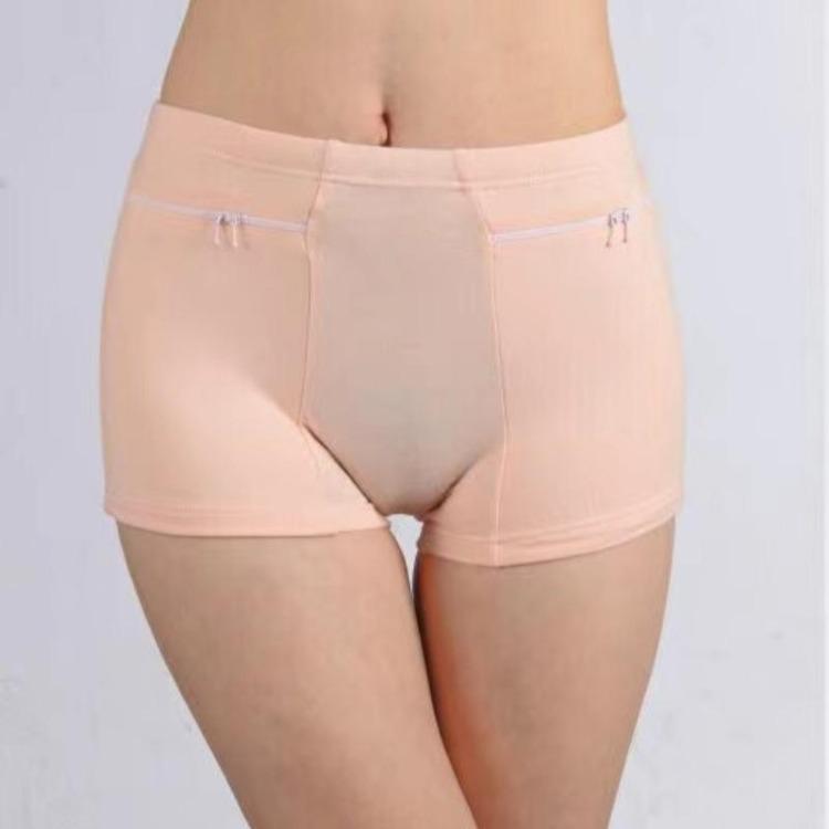 Women High Waist Cotton Underwear Panties Briefs Plus Size Safety Shorts Pockets Bikinis Simple Elderly Female Pants Zipper