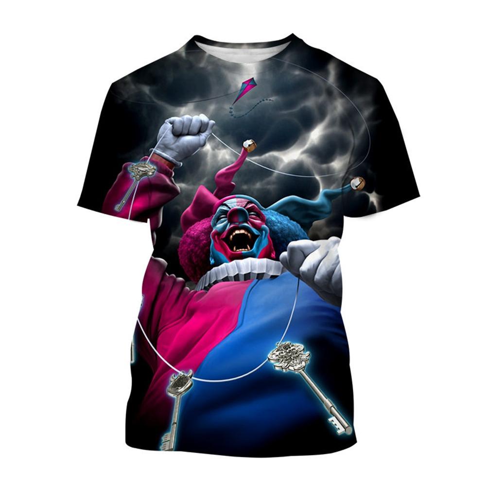 Summer hot selling fashion crazy clown 3D printed T-shirt casual rock hip-hop short sleeved T-shirt