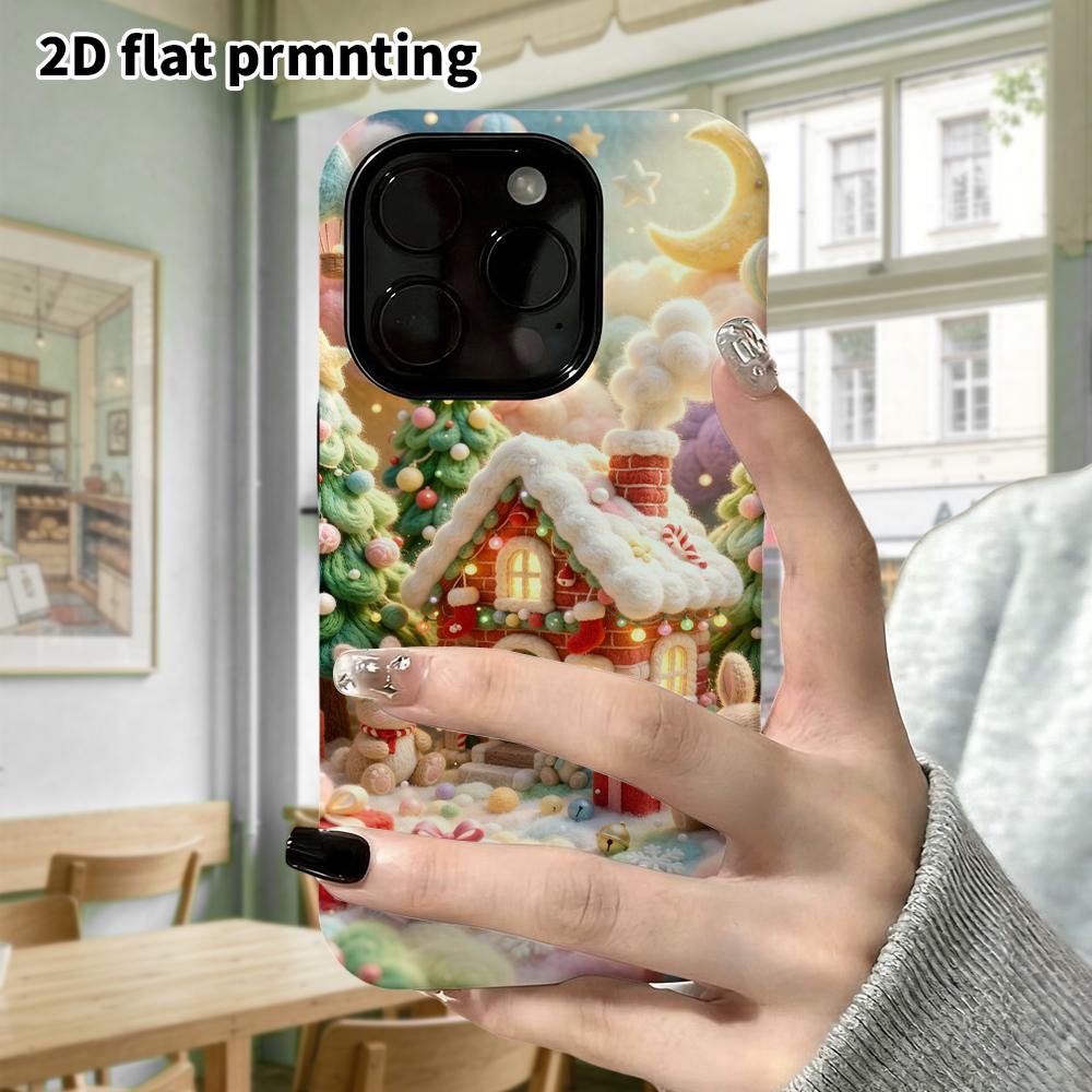 Phone Case: 2D Flat, Fits iPhone 18, 17, 16, 15, 14, 13, 12Pro Protective Case, Christmas Cottage, Perfect Holiday Gift for Christmas and Halloween