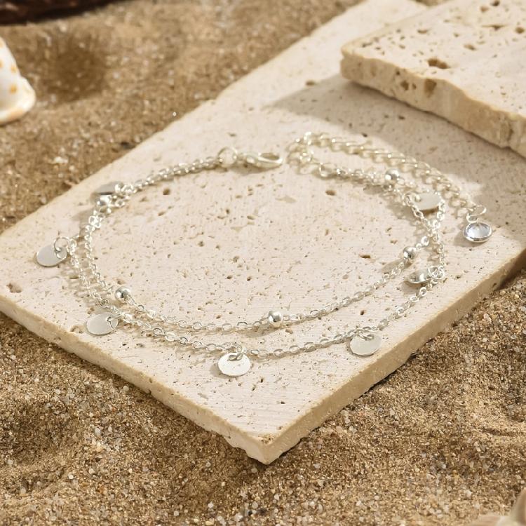 Trendy Alloy Layer Anklet for Women Waterproof Designs With Crystals Embellishments Vocation Accessory Outfits